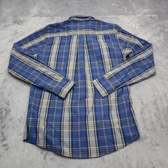 Real Tree Shirt Mens Small Blue Plaid Black Pearl Snap Button Up Dress Western - Picture 11 of 16